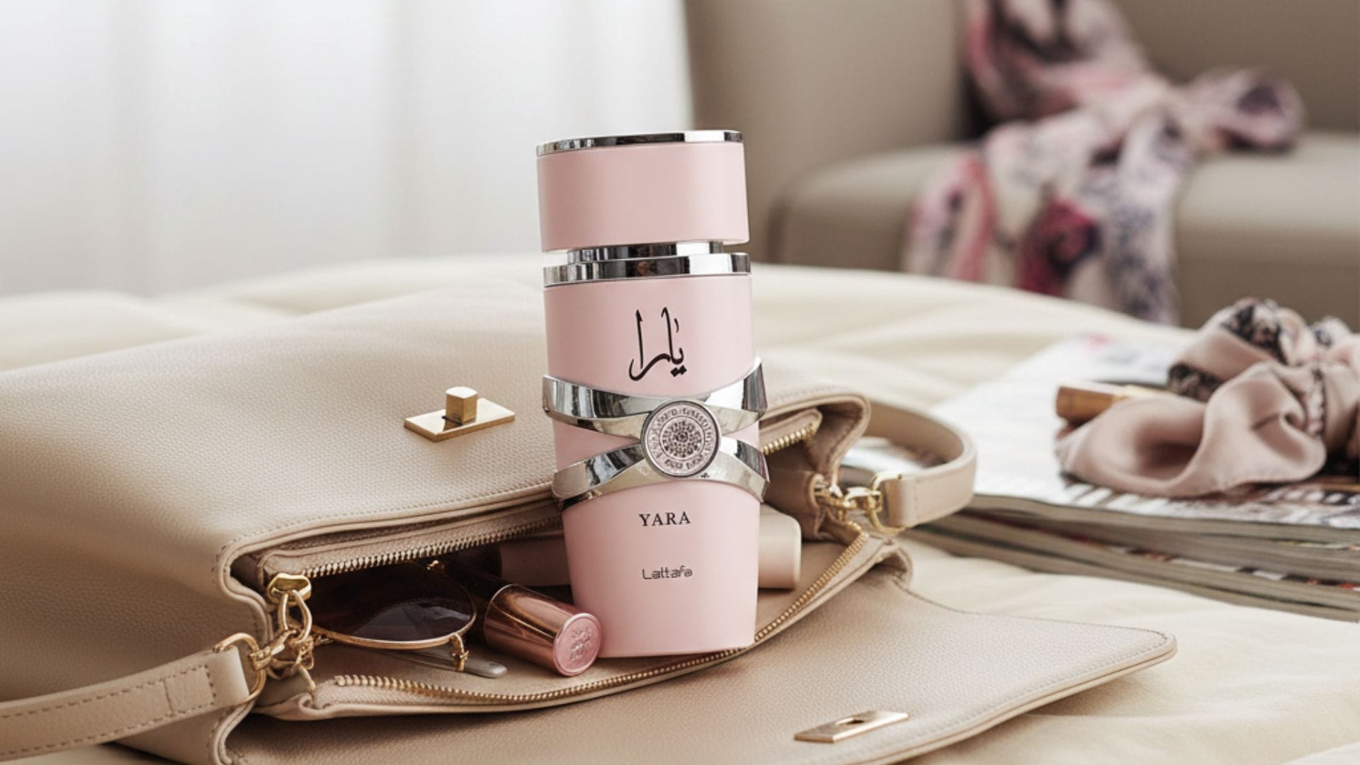 Frasco do perfume Lattafa Yara feminino com notas de baunilha, frutas tropicais e flores orientais