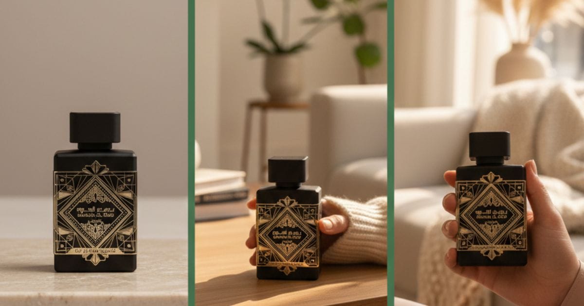 Caixa e detalhes do perfume Bade'e Al Oud Oud for Glory