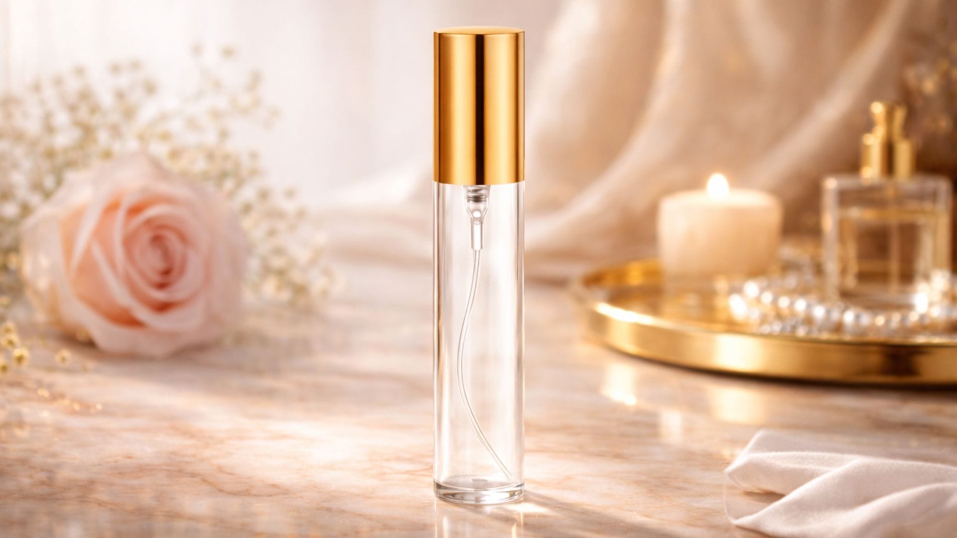 Decant de perfume em frasco spray portátil com visual de luxo