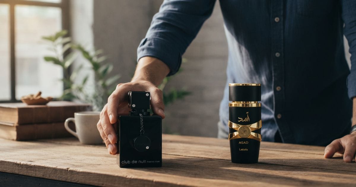 Seleção de frascos originais para quem busca um perfume árabe masculino custo-benefício com alta fixação.