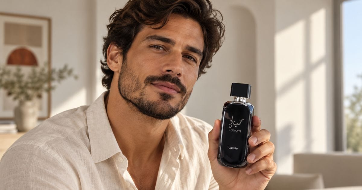 lattafa hayaati homem com frasco